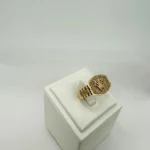 Anillo corona oro 14KT con diamantes, joya de oro puro.