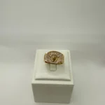 Anillo corona oro 14KT con diamantes, joya de oro puro.