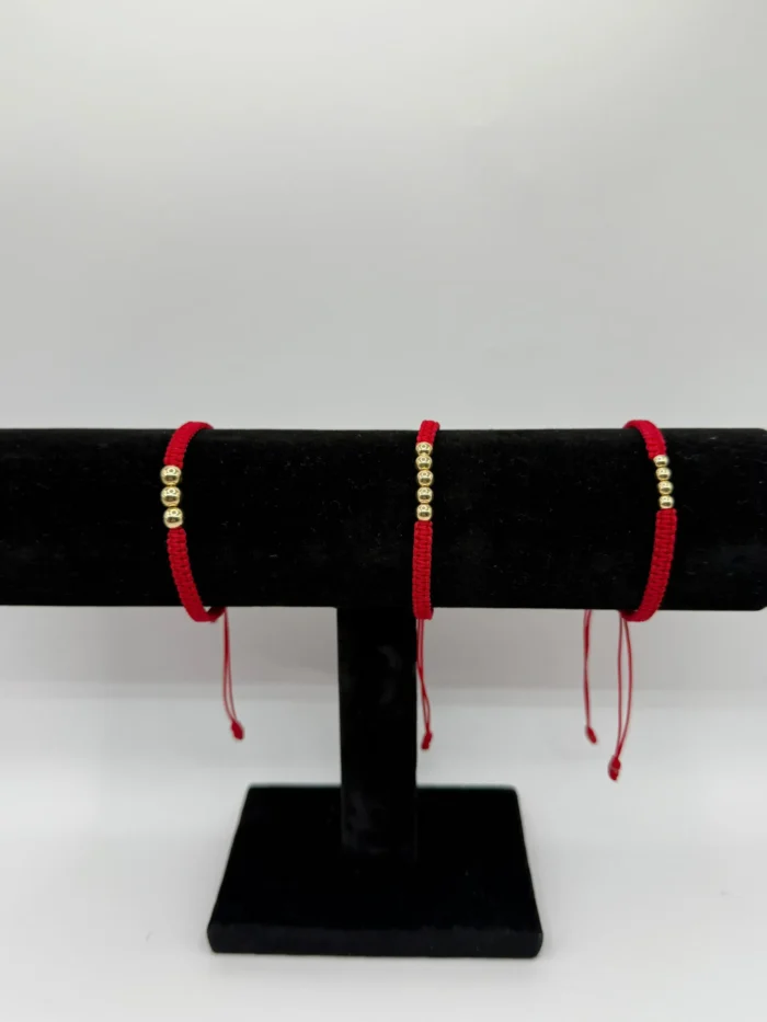 Hilos Rojos con esferas Oro 18KT Pulseras de Hilos con esferas Oro 18KT
