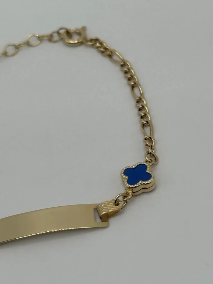 Pulsera de trébol Oro 14KT para niños ajustable