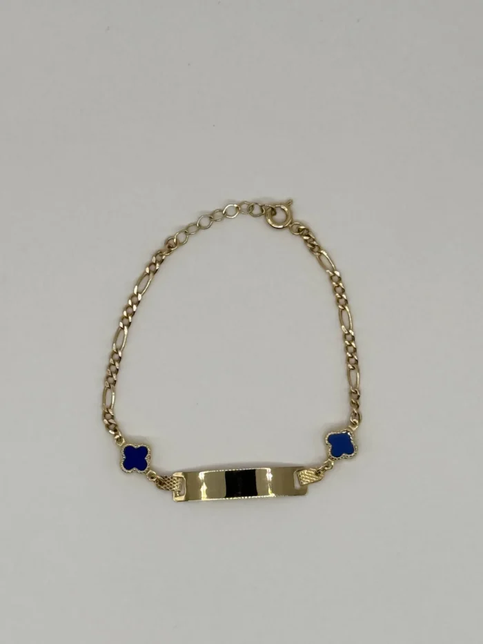 Pulsera de trébol Oro 14KT para niños ajustable