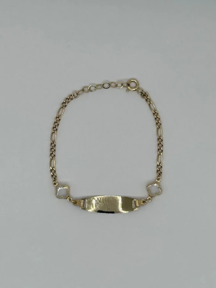 Pulsera de trébol Oro 14KT para niños ajustable
