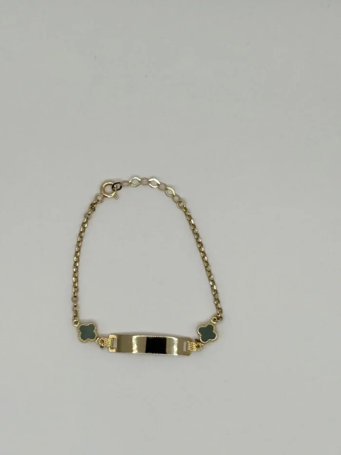 Pulsera de trébol Oro 14KT para niños ajustable